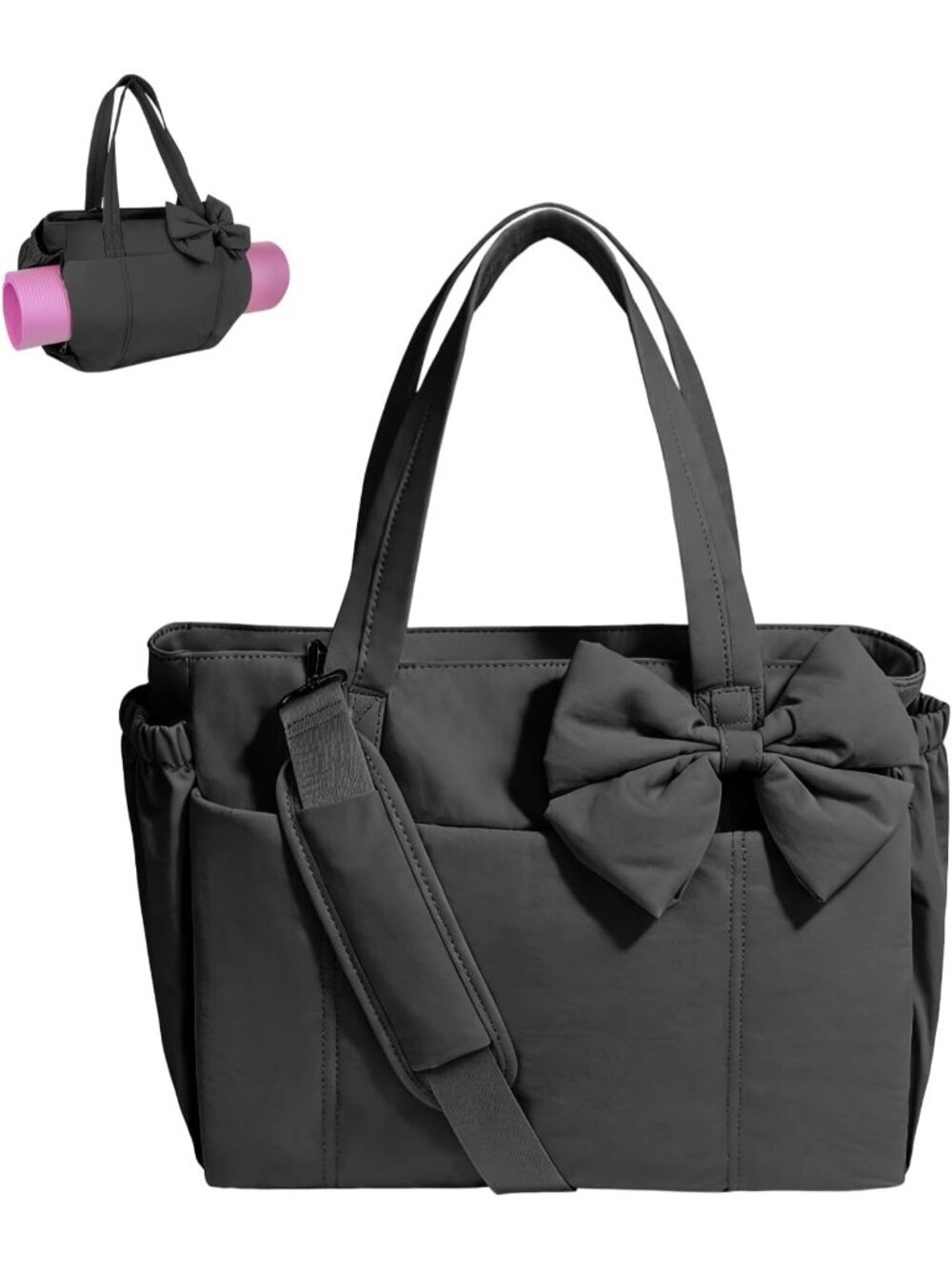 Women Premium Edition Black Crossbody Tote Bag Pockets Laptop Work Shoulder Bag